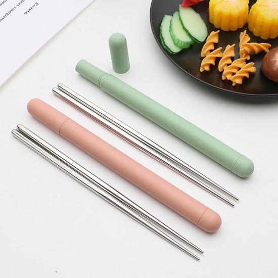 Creative 304 baguettes en acier inoxydable portable blé kit baguettes hexagonales chinoises maison hôtel baguettes cadeaux