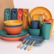 Amazonie commerce extérieur paille de blé vaisselle vaisselle et soucoupe set 8 personnes ménage bol de riz vaisselle tasse d’eau 32pcs set