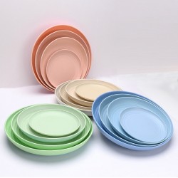 Paille de blé 23 plats plats multi-spécifications plat de repas ménage 25 grands disques snacks de fruits soucoupe d’os crachant fruits secs snack plate