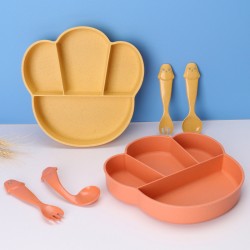 Support personnalisé creative cartoon cat claw disc tige de blé pour les enfants split splitter plate cuillère fourchette vaisselle cadeaux