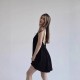 2025 New Cross-border European/American Fashion Sexy Ruffled Transparent Net Silk Flowing Band Fitted Dress Women Wholesale