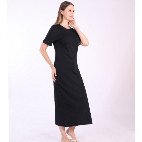 Cross-border Fashion Sweet 2025 Pure Color Slim Fit Square Neck Summer Sleeveless High-Waisted Double Hemmed Long Dress for Wholesale