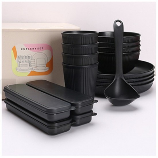 Amazone paille de blé couteaux fourchettes cuillères baguettes à grain vertical bols tasses plats plats planche à découper couteaux à fruits ensemble de camping