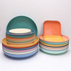 Paille de blé 23 plats plats multi-spécifications plat de repas ménage 25 grands disques snacks de fruits soucoupe d’os crachant fruits secs snack plate