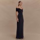 Cross-border 2025 spring/autumn trendy women's clothing, featuring a one-strap neck, figure-hugging, and pleated style.